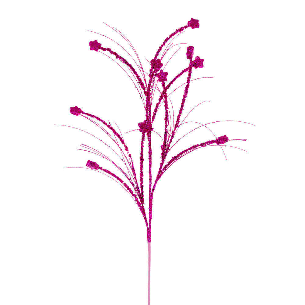 Vickerman 36" Hot Pink Mini Star Glitter Spray 6 per bag.