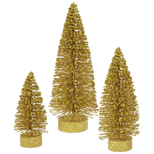 Vickerman 5"/7"/9" Gold Glitter Oval Artificial Christmas Tree Unlit