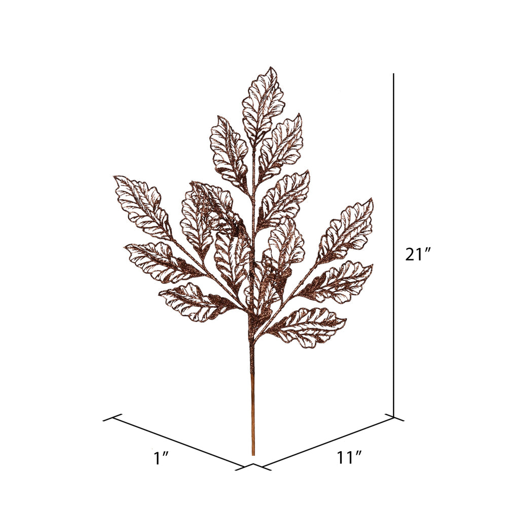 Vickerman 21" Chocolate Glitter Coleus Leaf Lace Artificial Christmas Spray. Includes 12 sprays per pack.