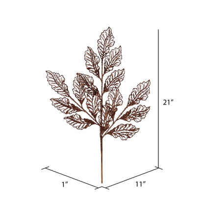 Vickerman 21" Chocolate Glitter Coleus Leaf Lace Artificial Christmas Spray. Includes 12 sprays per pack.