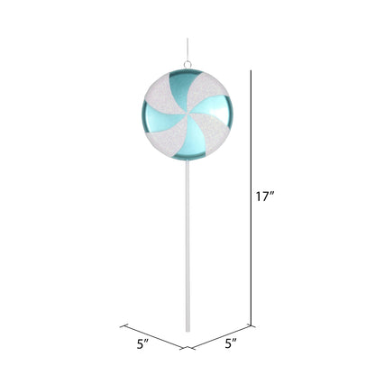 Vickerman 17" Teal-White Candy Lollipop Christmas Ornament