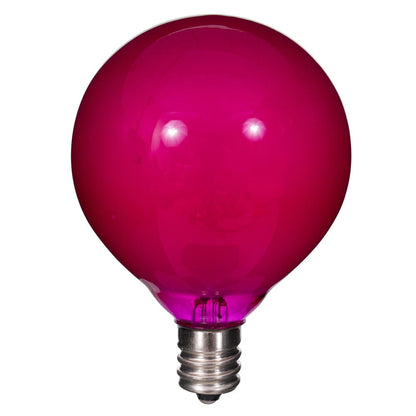 Vickerman 15Lt Pink LED Glass G50-E12 Filament End-Connecting Set with Green 20AWGXTW Wire and 6"x12"x6" Bulb Spacing. 120V-.6W.  UL Approved.