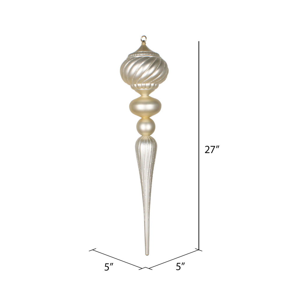 Vickerman 27" Champagne Matte Onion Finial Ornament with Glitter Accents