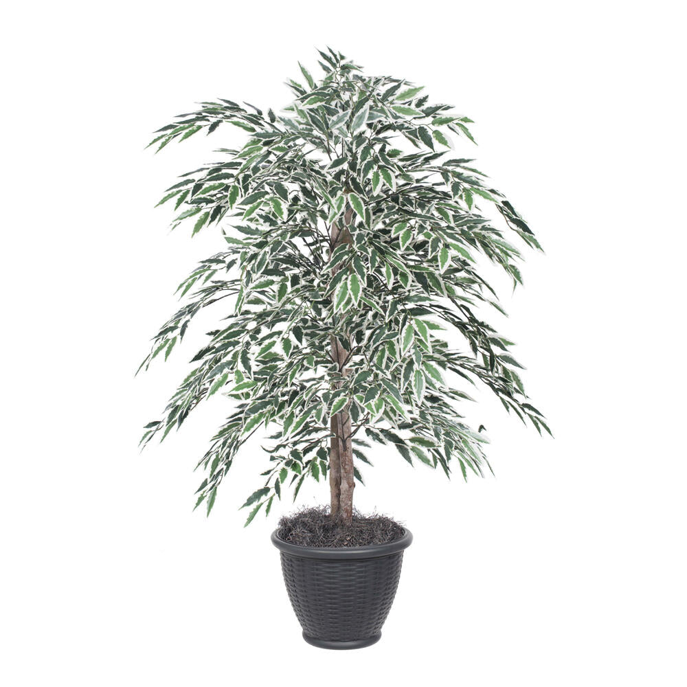 Vickerman 4' Artificial Variegated Smilax Bush Gray Round Plastic Container.