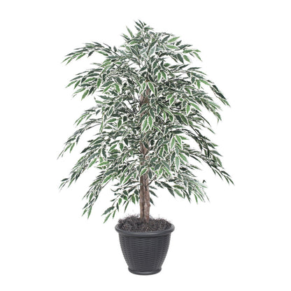 Vickerman 4' Artificial Variegated Smilax Bush Gray Round Plastic Container.