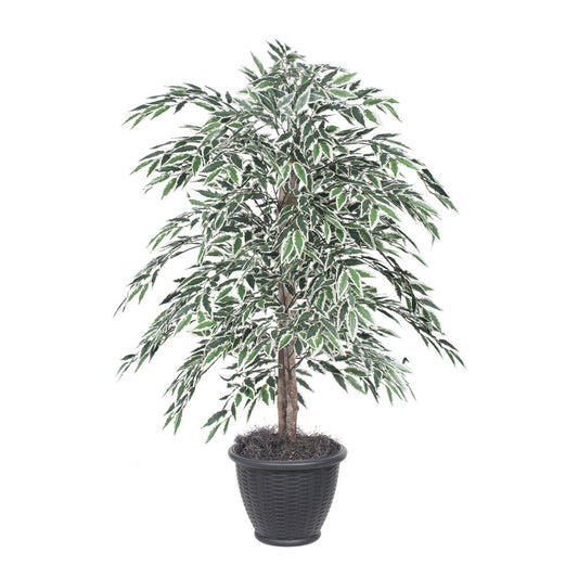 Vickerman 4' Artificial Variegated Smilax Bush Gray Round Plastic Container.