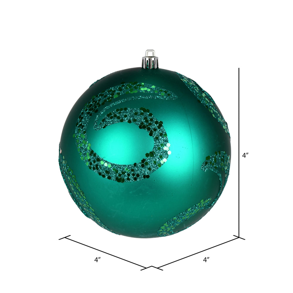 Vickerman 4" Teal Matte Sequin Swirl Ornament 6 per Bag