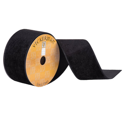 Vickerman 2.5" x 10 Yards Black Velvet Wired Edge Ribbon
