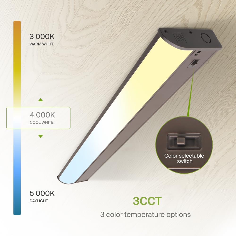 ASD Lighting LED Under Cabinet Bullnose 32" 16W 120V Dimmable CCT Selectable 3000/4000/5000K Hardwired, On/Off Switch, Oil Rubbed Bronze ETL Energy Star