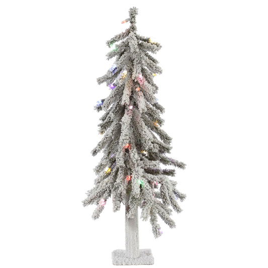 Vickerman 3' Flocked Alpine Artificial Christmas Tree Multi-Colored LED Dura-Lit lights