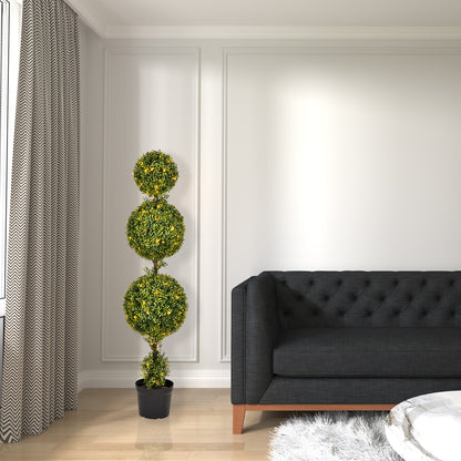 Vickerman 5' Artificial Triple Ball Green Boxwood Topiary.