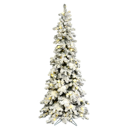 Vickerman 8' Flocked Kodiak Spruce Artificial Christmas Tree Pure White LED Lights