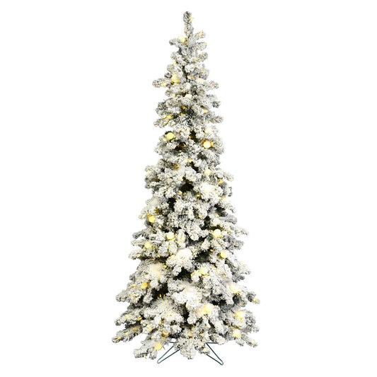 Vickerman 8' Flocked Kodiak Spruce Artificial Christmas Tree Pure White LED Lights