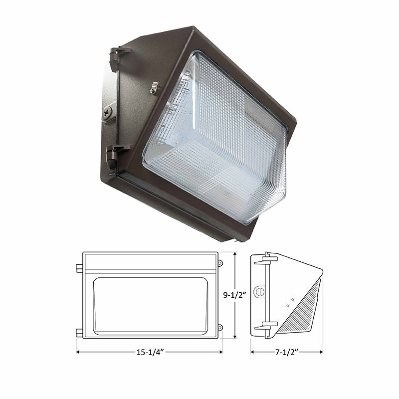 Westgate Non-Cutoff Wall Pack, Outdoor Lighting, 20W/30W/50W/60W, 130 Lumens/W, 30K/40K/50K/57K, Bronze 0~10V Dimmable