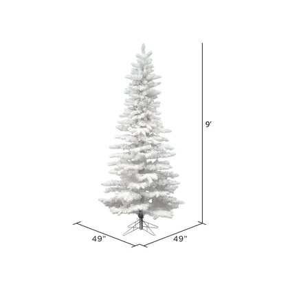 Vickerman 9' Flocked White Slim Artificial Christmas Tree Unlit