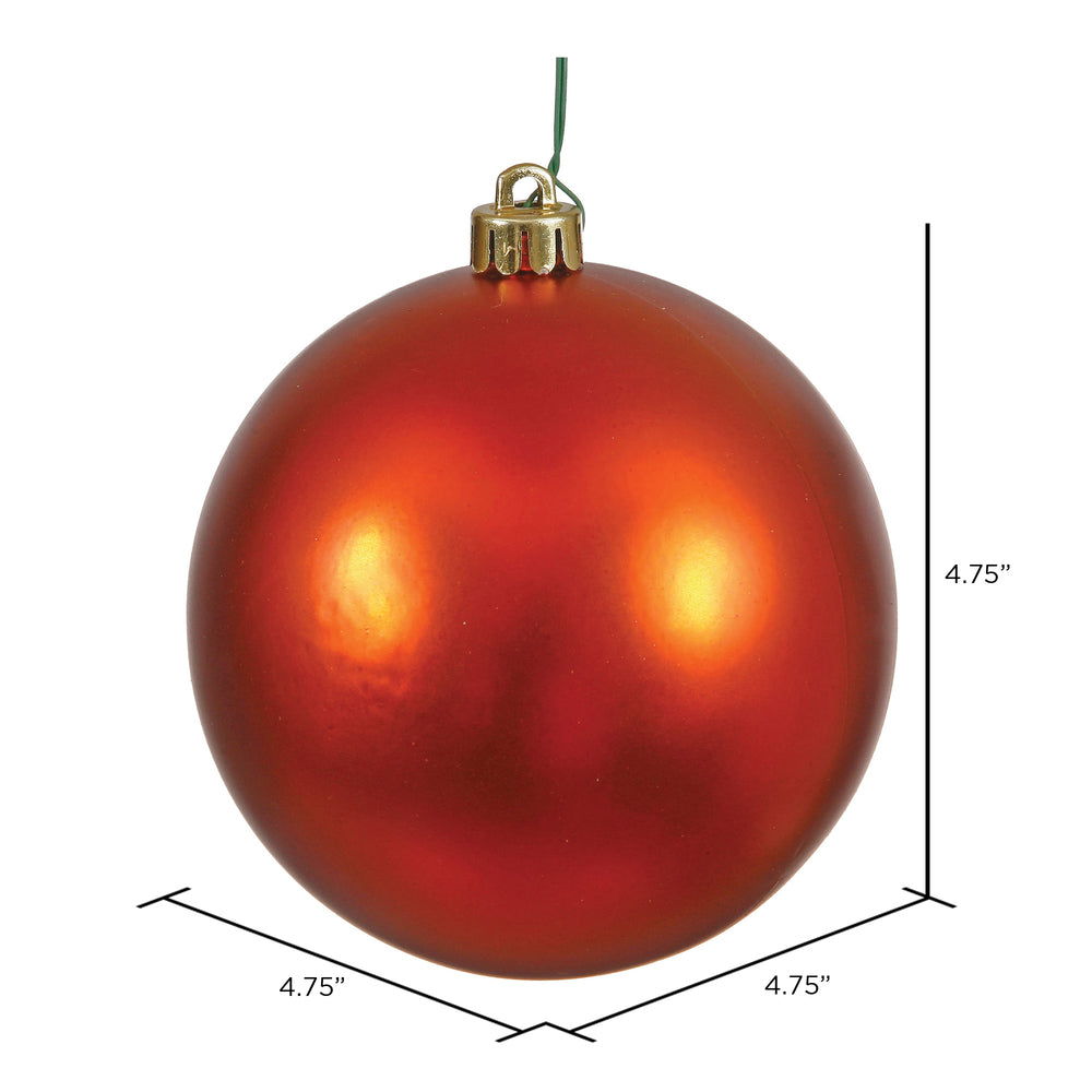 Vickerman 4.75" Burnished Orange Matte Ball Ornament 4 per Bag