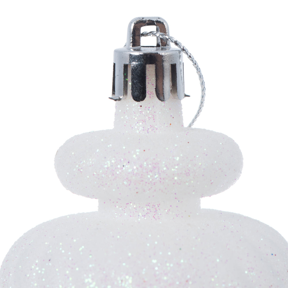 Vickerman 4" White 4-Finish Finial Ornament 8 per Box