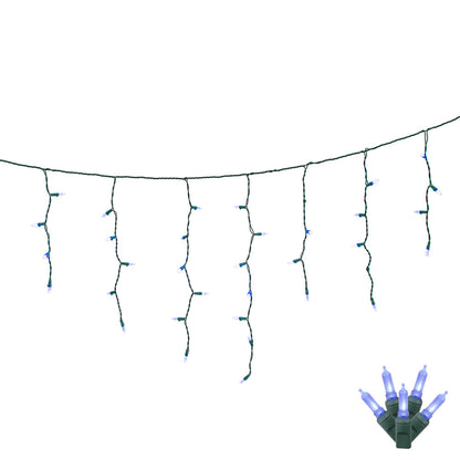 Vickerman 70 Blue M5 LED Icicle Light on Green Wire 9' Christmas Single Mold light Strand