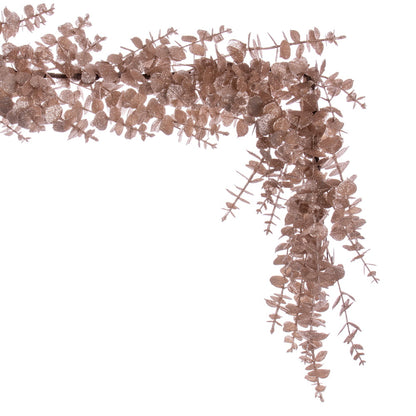 Vickerman 6' Café Latte Artificial Eucalyptus Glitter Garland.