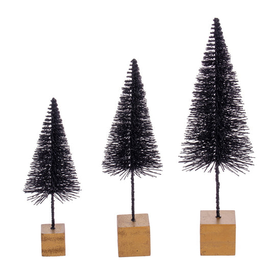 Vickerman 8"-10"-12" Black Sisal Bottle Brush Tree Set Set of 3