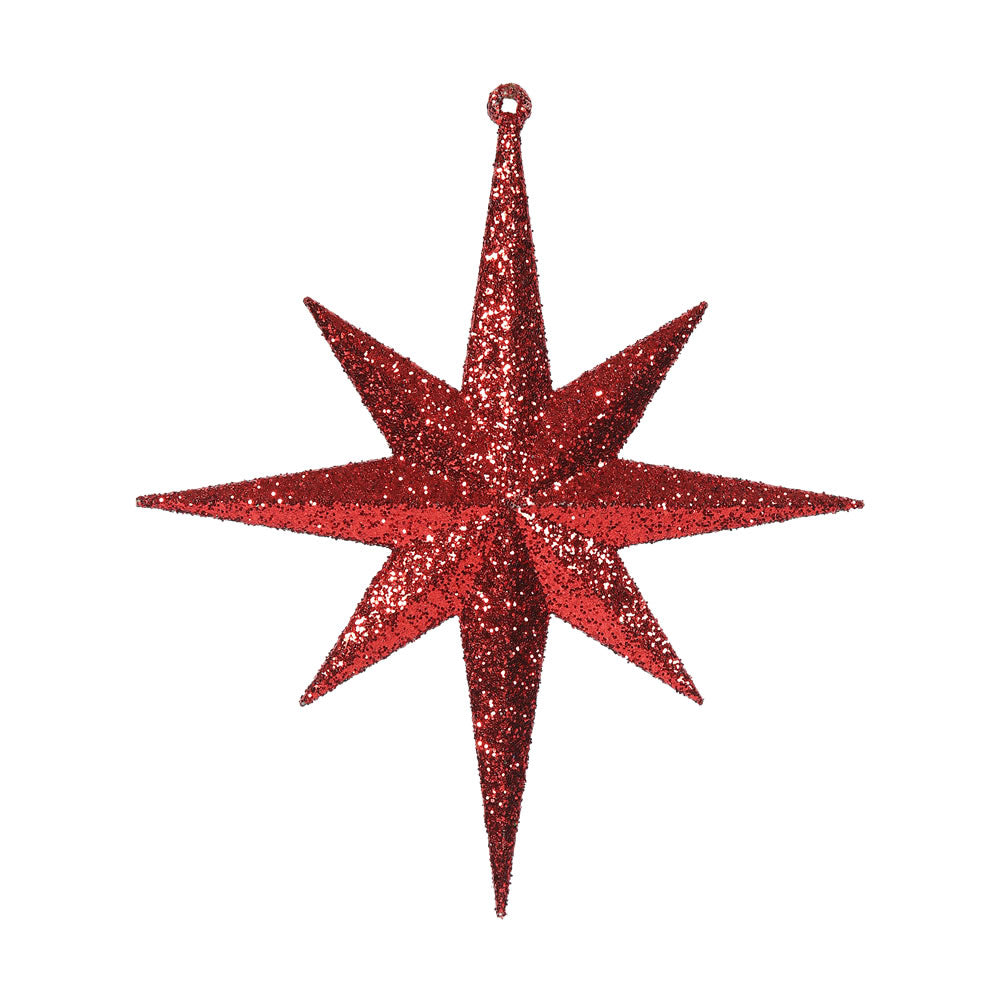 Vickerman 8" Red Iridescent Glitter Bethlehem Star Christmas Ornament 4 per Box