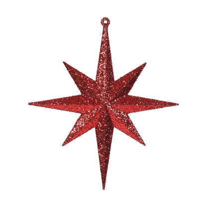 Vickerman 8" Red Iridescent Glitter Bethlehem Star Christmas Ornament 4 per Box