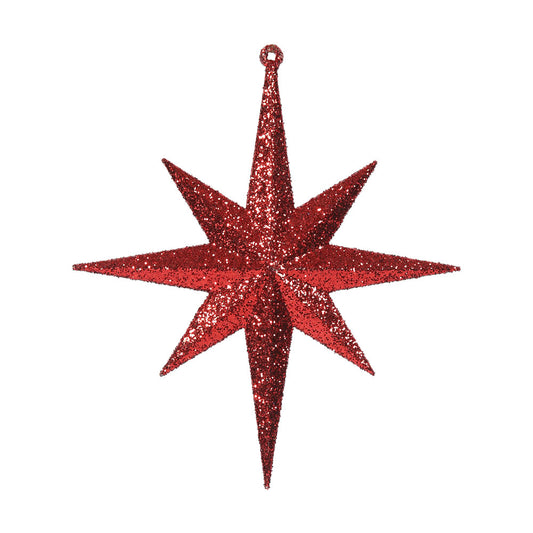 Vickerman 8" Red Iridescent Glitter Bethlehem Star Christmas Ornament 4 per Box
