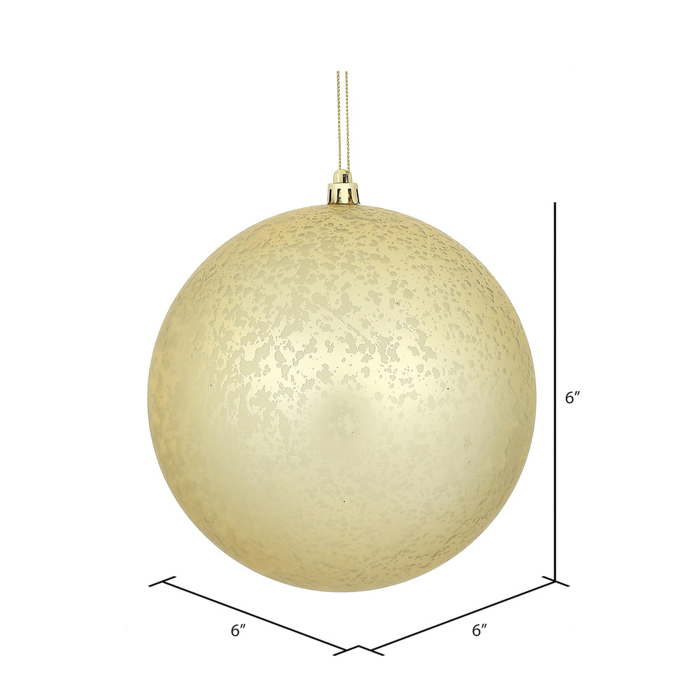 Vickerman 6" Champagne Matte Mercury Ball Ornament 4 per Bag