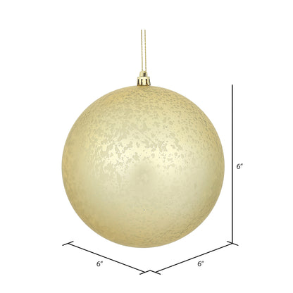 Vickerman 6" Champagne Matte Mercury Ball Ornament 4 per Bag