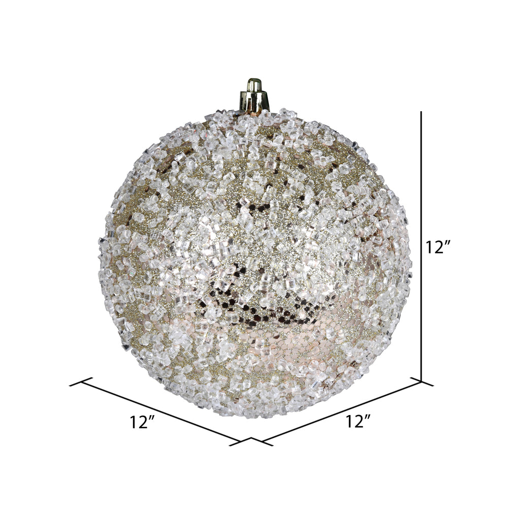 Vickerman 12" Champagne Glitter Hail Ball Ornament