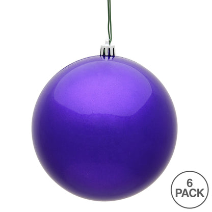 Vickerman 4" Purple Candy Ball Ornament 6 per Bag