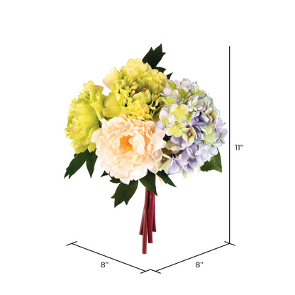 Vickerman 11" Artificial Blue Hydangea Peony Bouquet.