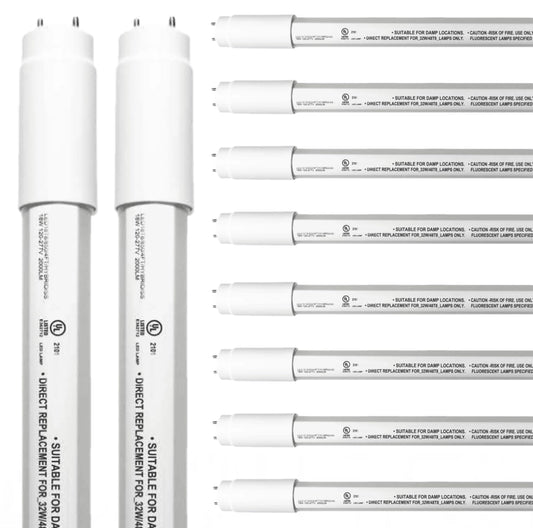 Damar- 47.75-Inch T8 LED Tube Light Bulb Type A + B Hybrid with Safe Shield Sleeve Single/Dual End Ballast Bypass 18W 2000 Lumen 5000K Bright White G13 Bi-Pin Base Pack of 10-Fluorescent Replacement