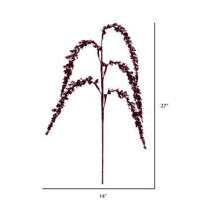 Vickerman 27" Artificial Burgundy Glitter Setaria Christmas Spray 3 sprays per pack.