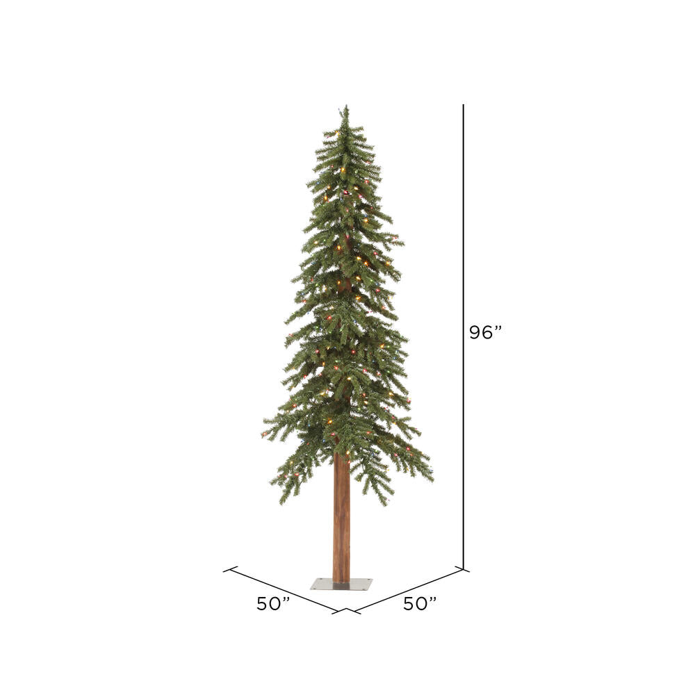 Vickerman 8' x 50" Natural Alpine Artificial Christmas Tree Multi-colored LED Lights