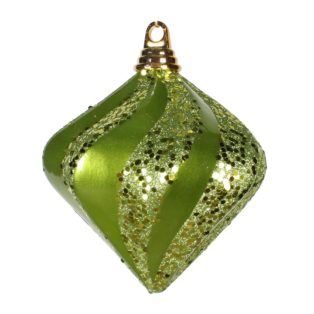 Vickerman 6" Lime Candy/Glitter Swirl Diamond Christmas Ornament
