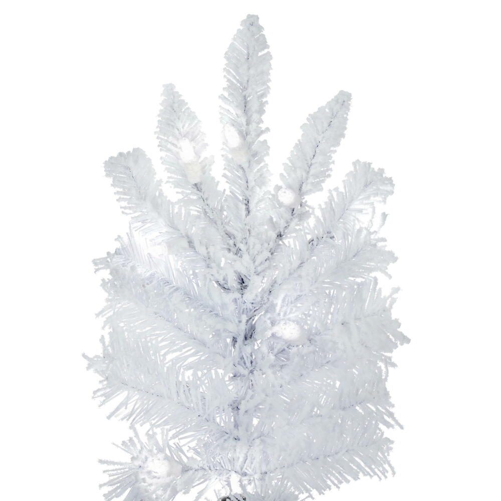 Vickerman 9' Flocked White Slim Artificial Christmas Tree Pure White LED Lights