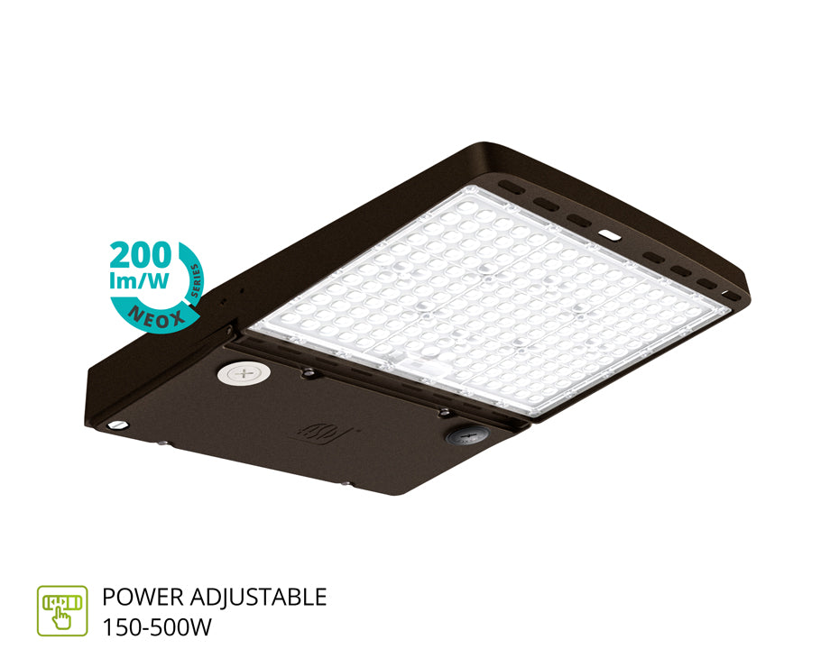 ASD LED Area Light with Q-base 200/240/300W 120-277V 0-10V Dimmable 200Lm/W 3000/4000/5000K with Photocell Black UL DLC Premium