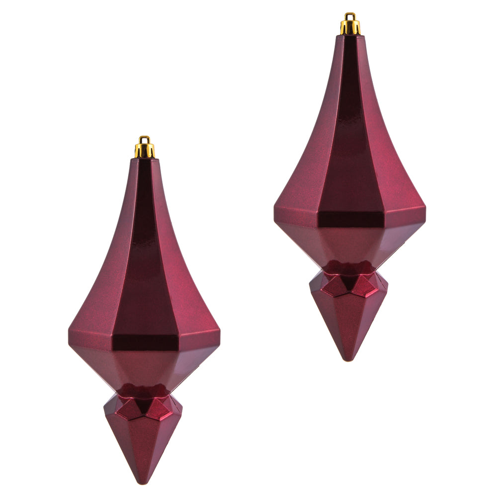 Vickerman 8" Wine Candy Finish Diamond Finial Ornament Pack of 2