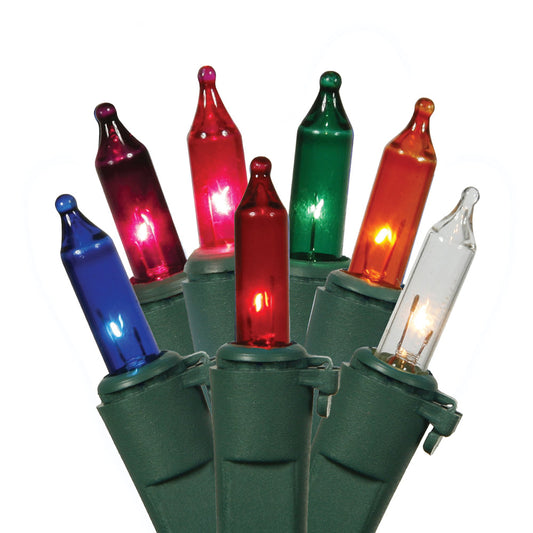 Vickerman 100 Multi-Colored Mini Light on Green Wire 33' Christmas Light Strand