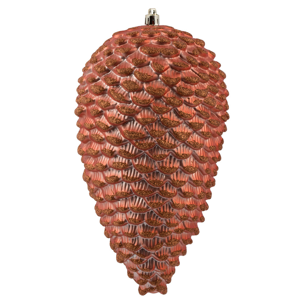 Vickerman 10" Coral Matte Glitter Pinecone Christmas Ornament Pack of 2