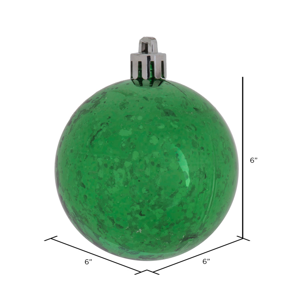 Vickerman 6" Green Shiny Mercury Ball Ornament 4 per Bag