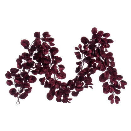 Vickerman 6' Burgundy Artificial Dogwood Glitter Garland.
