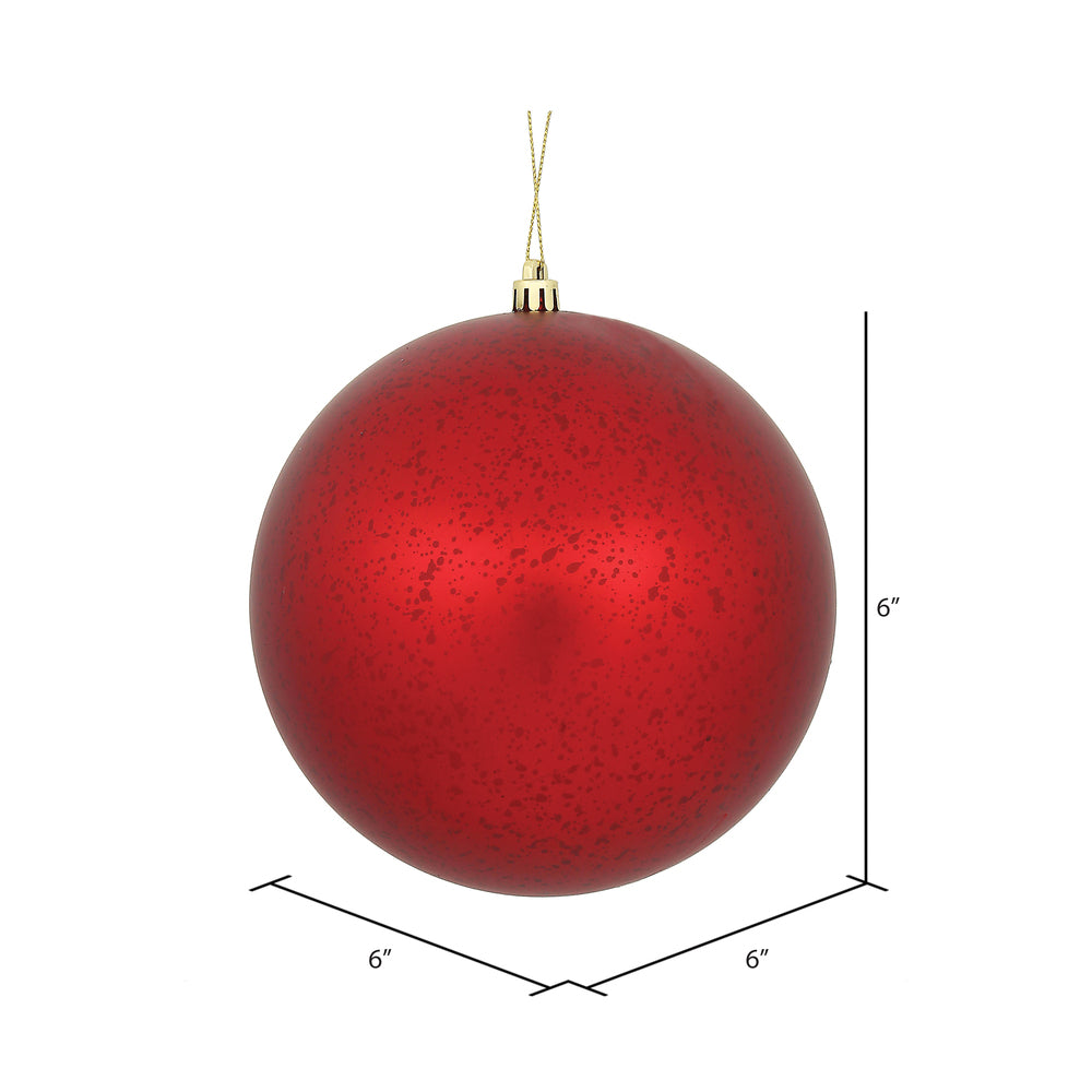 Vickerman 6" Red Matte Mercury Ball Ornament 4 per Bag