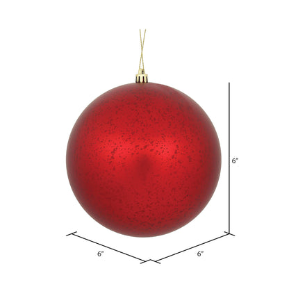 Vickerman 6" Red Matte Mercury Ball Ornament 4 per Bag