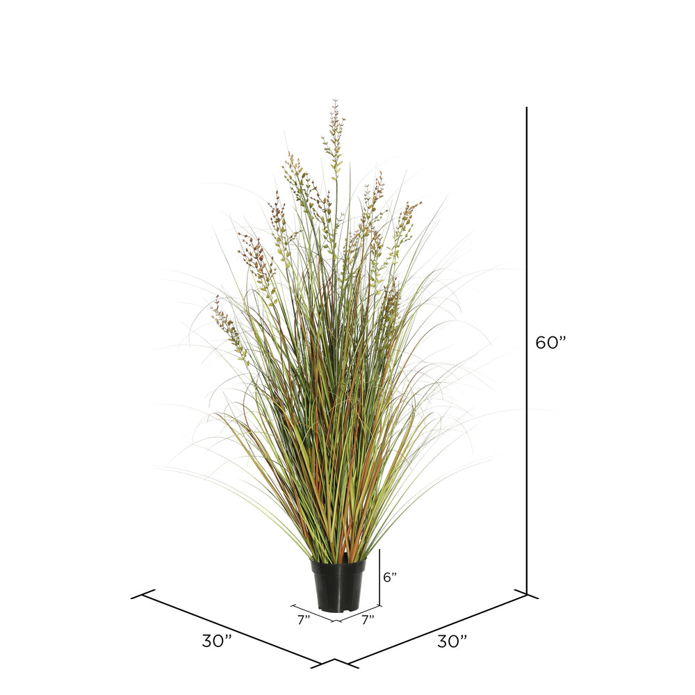 Vickerman 60" PVC Artificial Potted Green and Brown Grass and Plastic Grass.