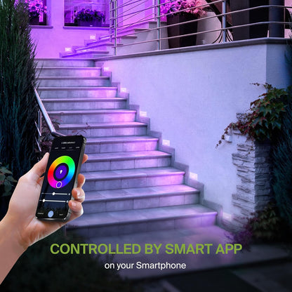 ASD Lighting LED Step Light Horizontal 3W 120V RGBW SMART CCT Selectable 2700-6500K-RGB Dimmable with Smart Hub White ETL 6pack