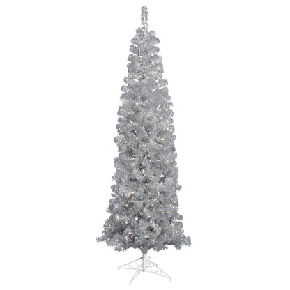 Vickerman 4.5' Silver Pencil Artificial Christmas Tree Warm White Dura-lit LED Lights.