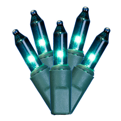 Vickerman 50 Teal Mini Light on Green Wire 23' Christmas Light Strand
