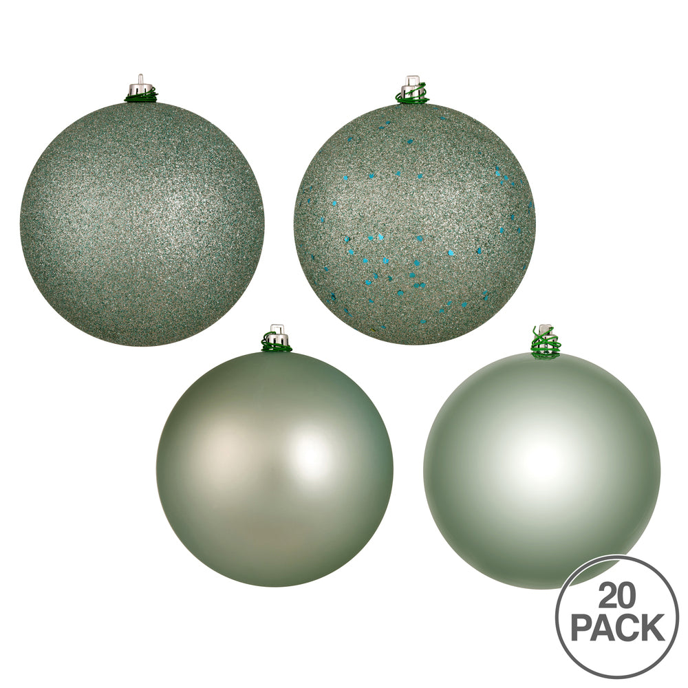 Vickerman 2.75" Frosty Mint 4-Finish Ball Ornament Assortment 20 per Box